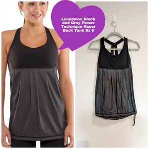 Lululemon Gray Black Power Technique Racerback Workout Athletic Tank Top Sz 6